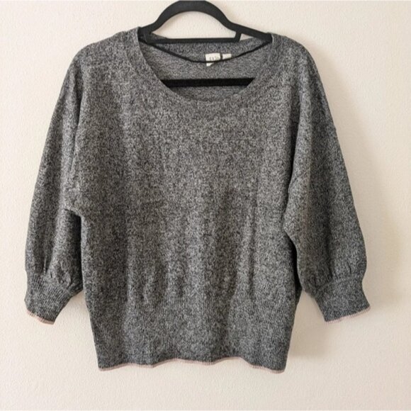 Gap Merino Wool Heather Grey Sweater 3/4 Sleeve Women's size L - Picture 1 of 8